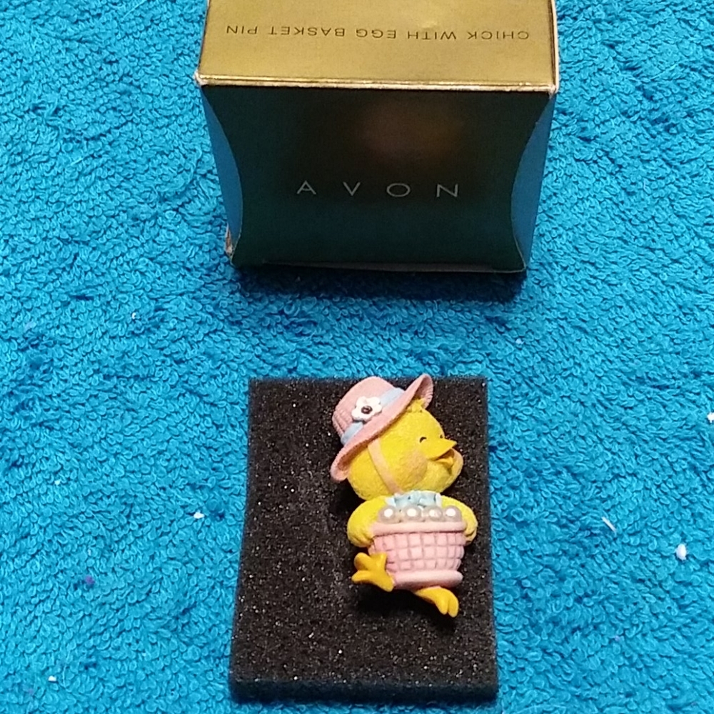 New Avon Chick With Egg Basket Pin